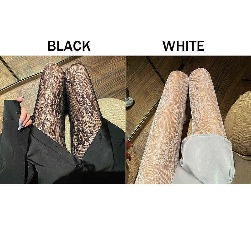 Mulheres lolita oca out floral laço meia-calça fishnet kawaii meias brancas vintage y1130