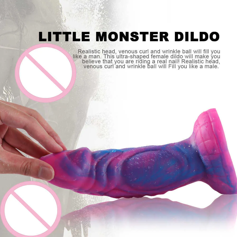 2021 Nieuwe Monster Cock Realistische Penis Zuignap Soft Dildo Anaal Speelgoed Siliconen Strapon DildoS voor Dames Mannen Dick Masturbator X0503