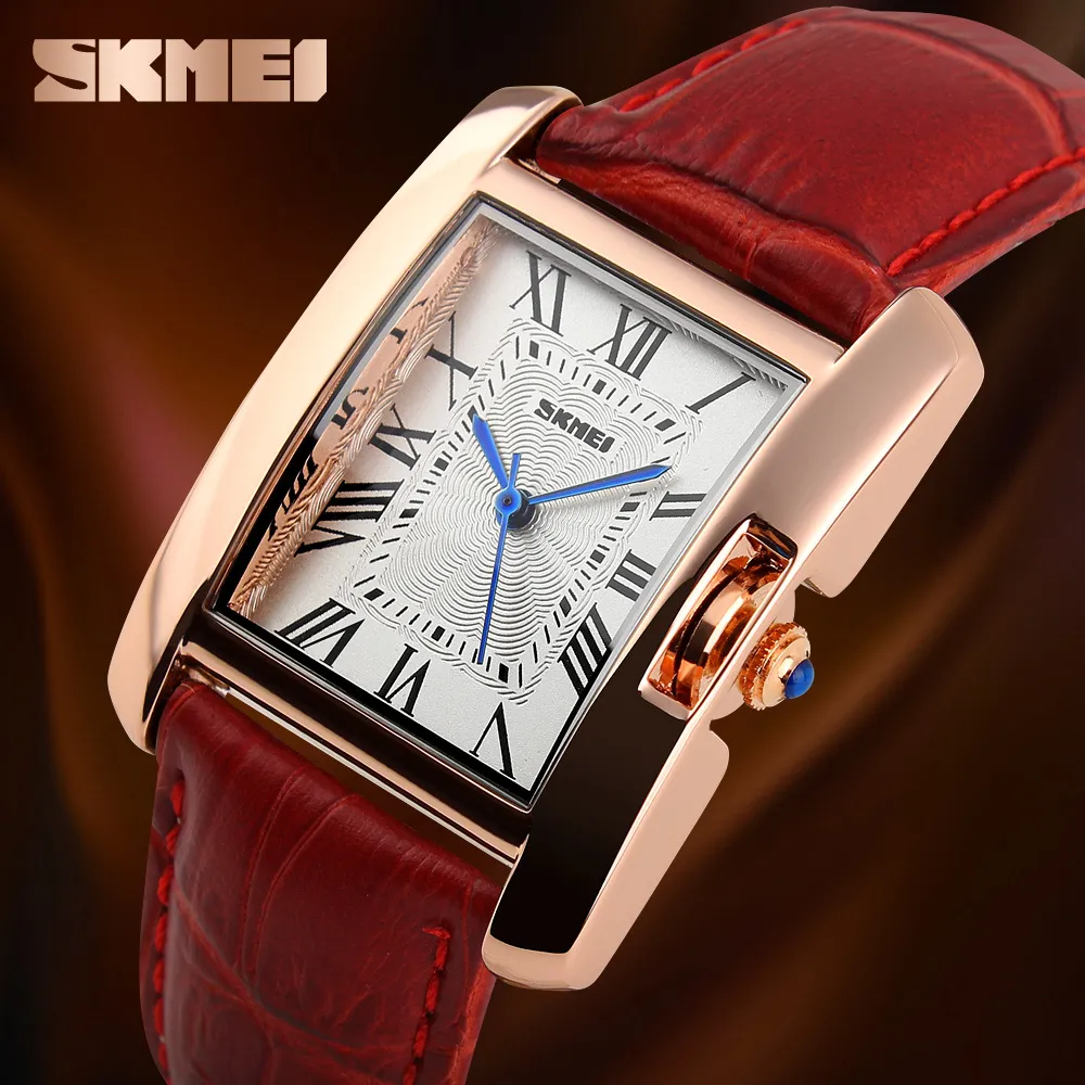 SKMEI Brand Women Watches Fashion Casual Quartz Watch Waterproof Leather Ladies Wrist Watches Clock Women Relogio Feminino 210310288W