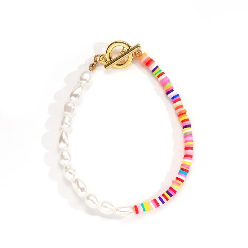 Maglia, catena Minar Summer Bohemia fatta a mano multicolore simulazione perle braccialetti con ciondoli perline gioielli da donna con chiusura a levetta