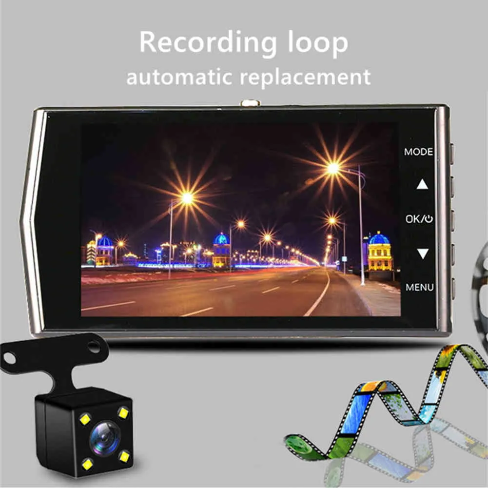 Автомобильный DVR A17 1080P HD 4-дюймовый IPS сенсорный экран G-датчик вождения ночной видеорегистратор Парковка Парковка с автомобильным зарядным устройством