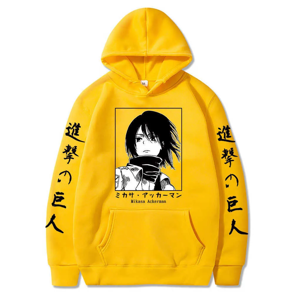 Attack on Titan Hoodie Anime Mikasa Ackerman Printed Sweatshirt Casual Hoodie Clothes Harajuku Y0804