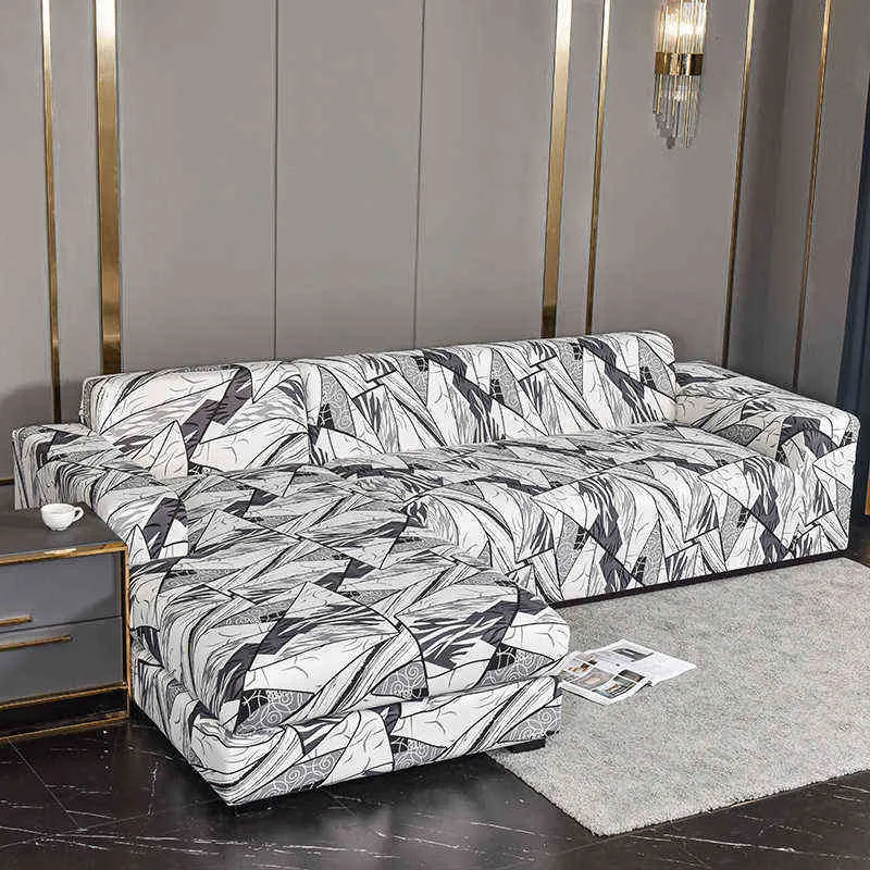 Stretch Elastische Sofa Covers voor Woonkamer Geometrische Couch Cover Huisdieren Kinderen Stofdicht Hoek Sectional Chaise Longue Slipcover 211102