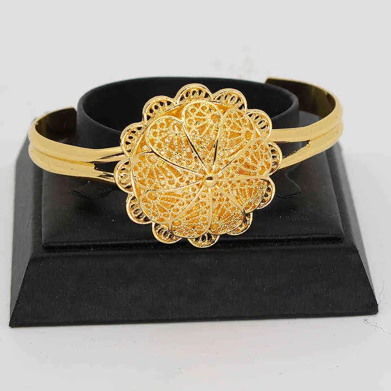24k Gold Ethiopian Jewelry Sets for Women Dubai Habesha Joyería con cadena de horquilla de la cabeza African Bode Regalos 211209336620