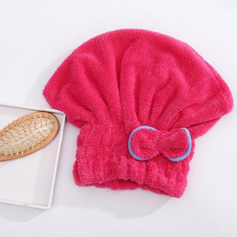 Coral Velvet Super Chłonny Suche Włosy Czapki Prysznic Ręcznik Szybkie Suszenie Kapelusze Włosy Elastyczne Zespół Cute Bow Kobiety Lady Turban Head