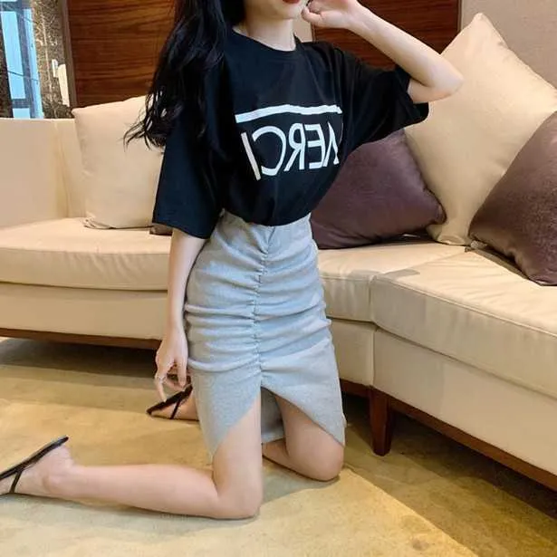 Mini Falda corta plisada coreana, faldas irregulares ajustadas de cintura alta de verano para mujer, moda femenina con volantes J8R6 210603