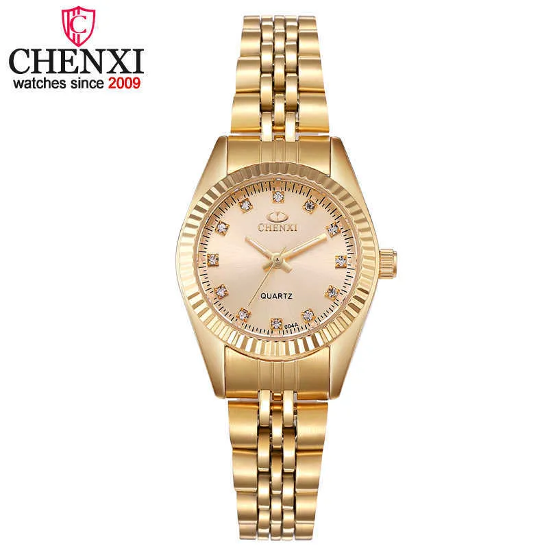 Chenxi Women Golden Silver Classic Quartz Watch女性エレガントな時計豪華なギフトウォッチレディースウォータープルーフリストウォッチ210720243S