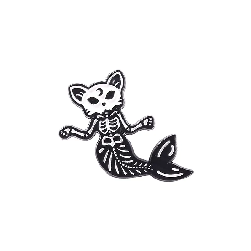 Unicórnio crânio sereia peixe cão broches liga europeia série animal alfinetes de lapela feminino geométrico punk sacos roupas crachá jóias ac2974