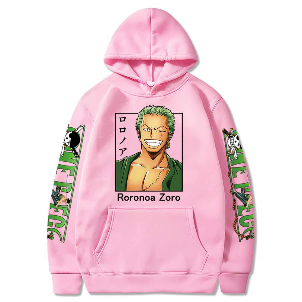 Anime Een Stuk Roronoa Zoro Gedrukt Mannen Vrouwen Hoodie Streetwear Casual Sweatshirts Y0727