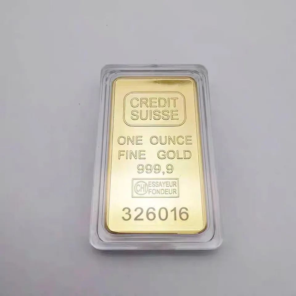 非磁気クレジットスイスインゴット1オンスゴールドプレートゴールドバースイスのお土産コインさまざまなシリアルレーザー番号クラフトを備えた9805525