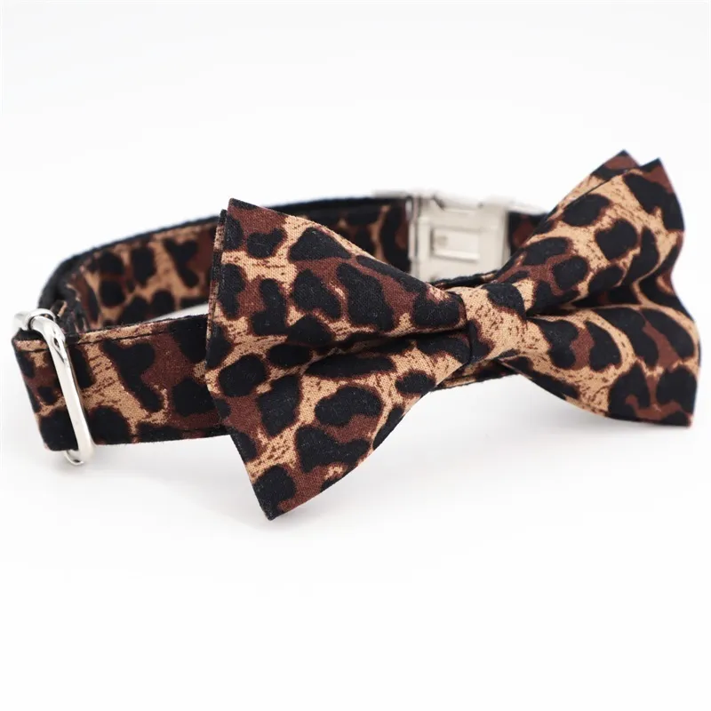 Papillon collare cani leopardo con fibbia in metallo Accessori animali domestici cani grandi e piccoli Y200515