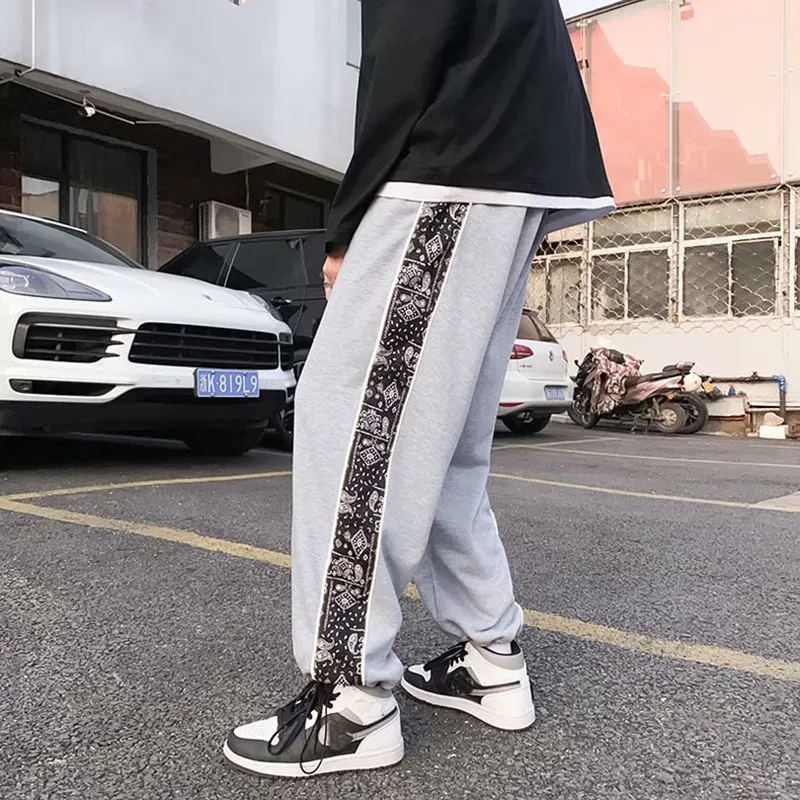 Reflecterende heren Sweatpants Paisley Jogger Bandana Print Jogging Sport Pant Trainingspak Broek Sportkleding Patchwork Kleding 220222