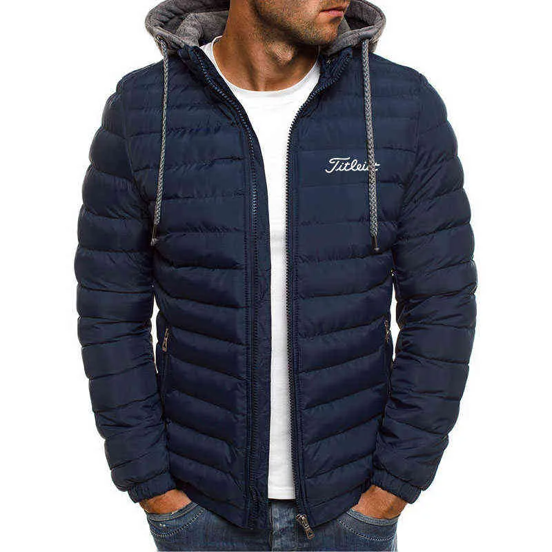 Winter Jackets Oversize Down Coat Men Golf Brand Padded Hooded Cardigan Drawstring Thick Warm Jacket Sports Outerwear Top 211217