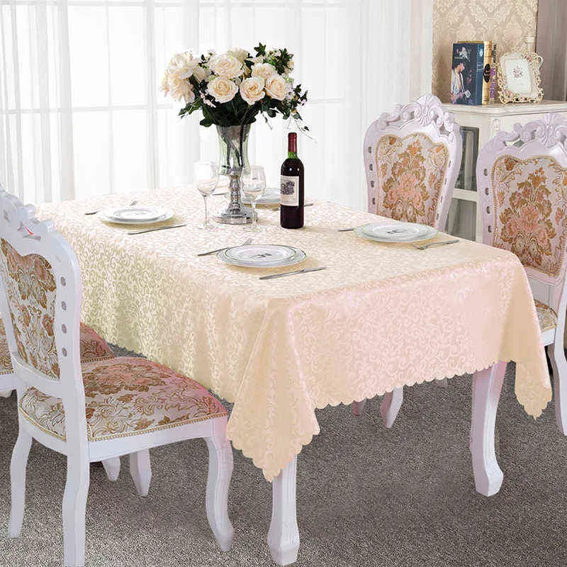 Luxury Dining Table Protective Cover Eco-Friendly Rectangle Jacquard Tablecloth Fabric For Wedding Restaurant Recycled Modern 211103