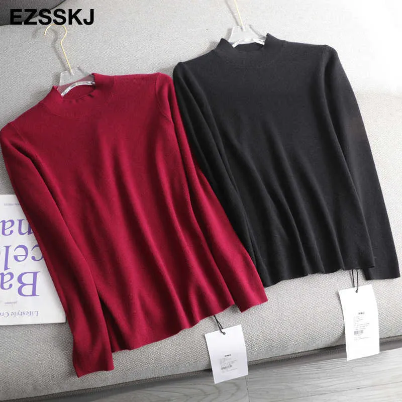 Podstawowy Turtleneck Smukły sweter Pullover Kobiety Jesień Zima Casual Z Długim Rękawem Dla Kobiet Kobiet Chic Bluzy Top 210914