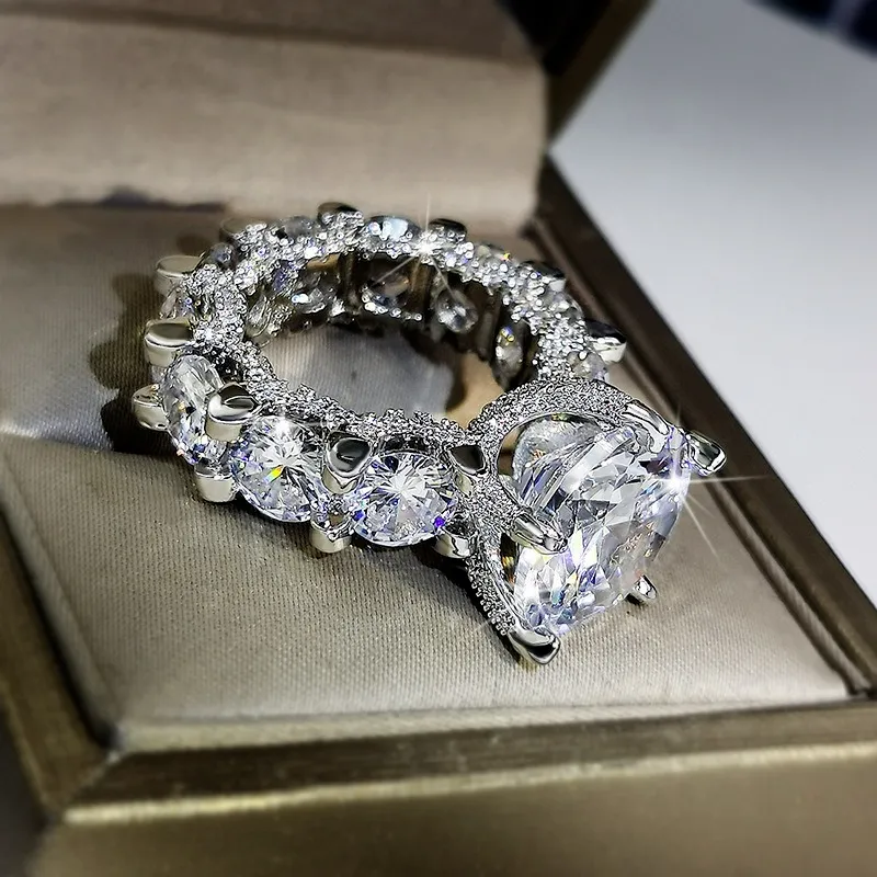 Princesse bijoux plein diamant bague de mariage Bling zircone CZ bague de fiançailles 4948028