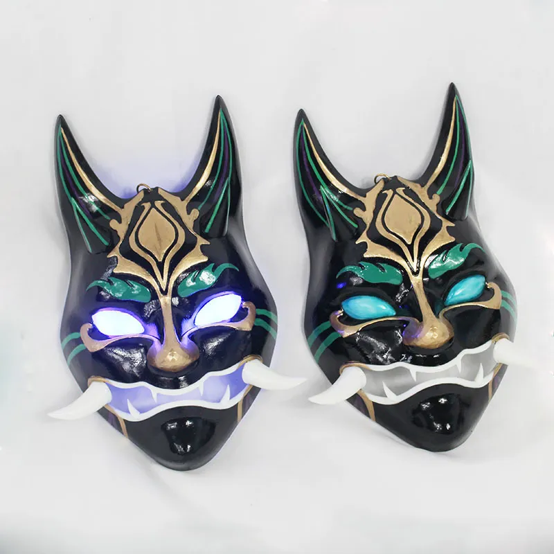 Хэллоуин светящиеся взрослые реквизит игры Genshin воздействие косплей аксессуары Яша Сяо 25см светящиеся маска аниме смола подарок детей игрушки