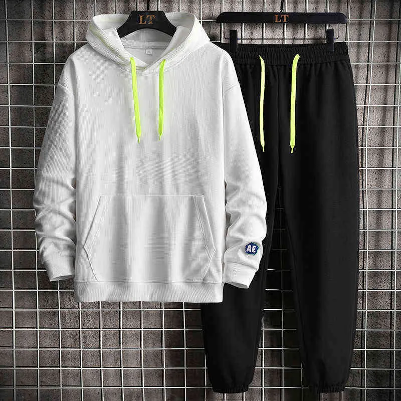 OEIN Casual Tracksuit Men Hooded Sweatshirt Outfit Autumn Mens Sets Sportswear Male Hoodie+Pants Jogging Sports Suits 211123