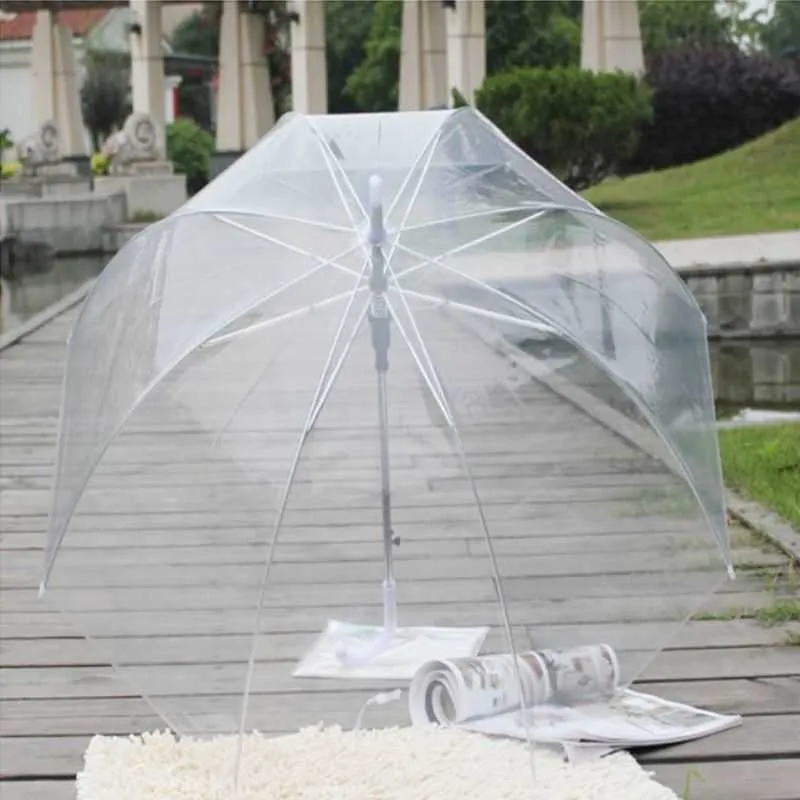 Fashion Transparent Clear Bubble Dome Shape Umbrella Outdoor Windproof Umbrellas Princess Weeding Decoration Drop Ship 210721