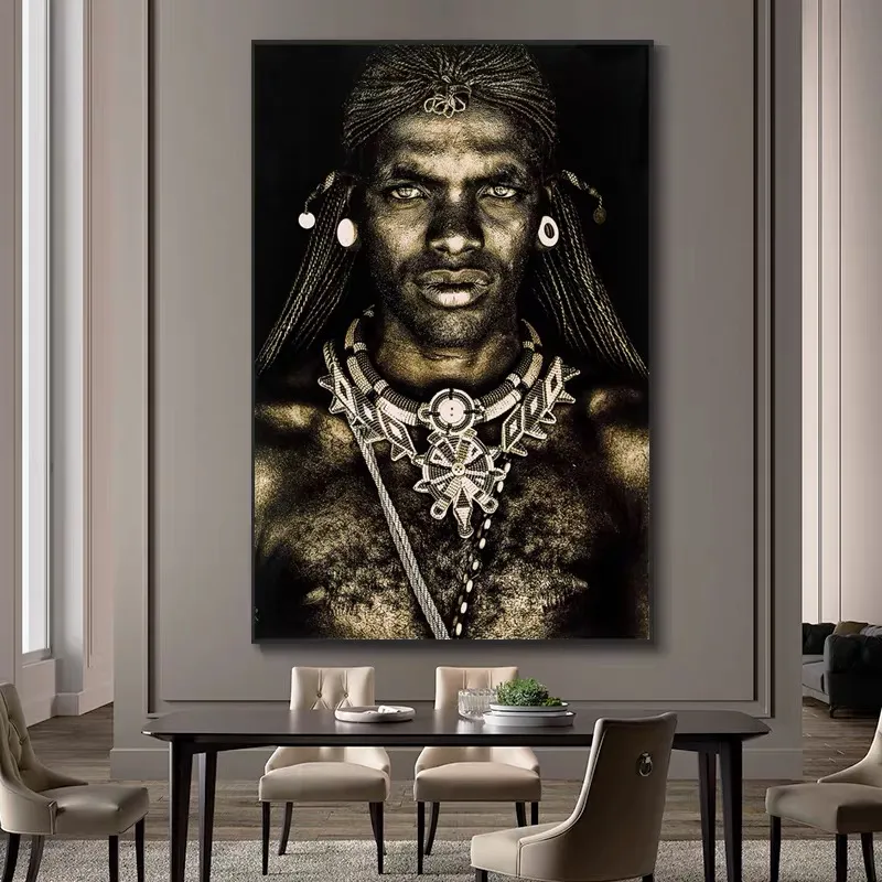 Современные африканские племенные чернокожие люди художественные плакаты и принты женские картины на холсте настенные художественные картины для гостиной домашний декор Cuad9952003