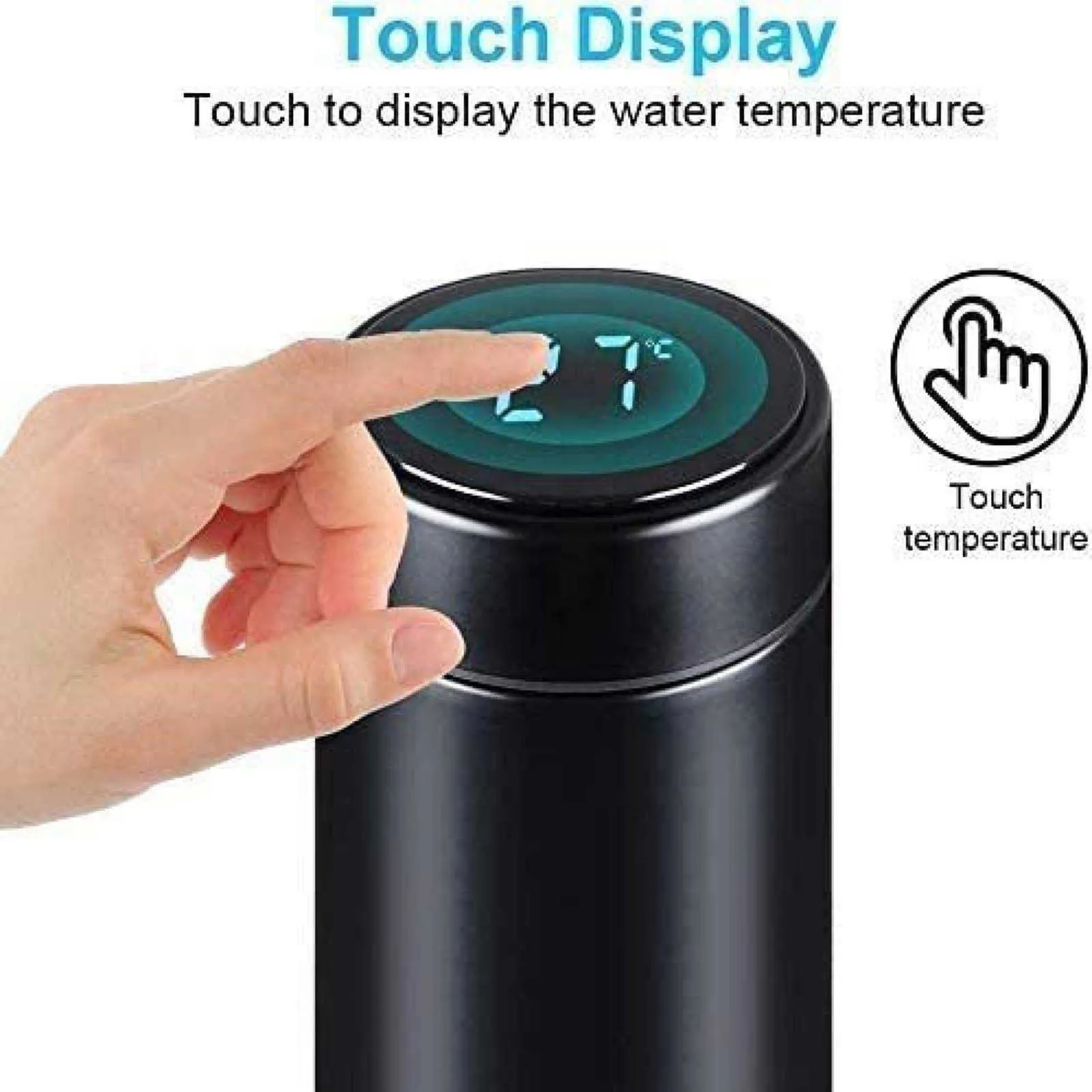 500 ml bouteille d'eau tasse isolée sous vide 304 acier inoxydable Led touche écran température affichage tasse SDF-SHIP 210809