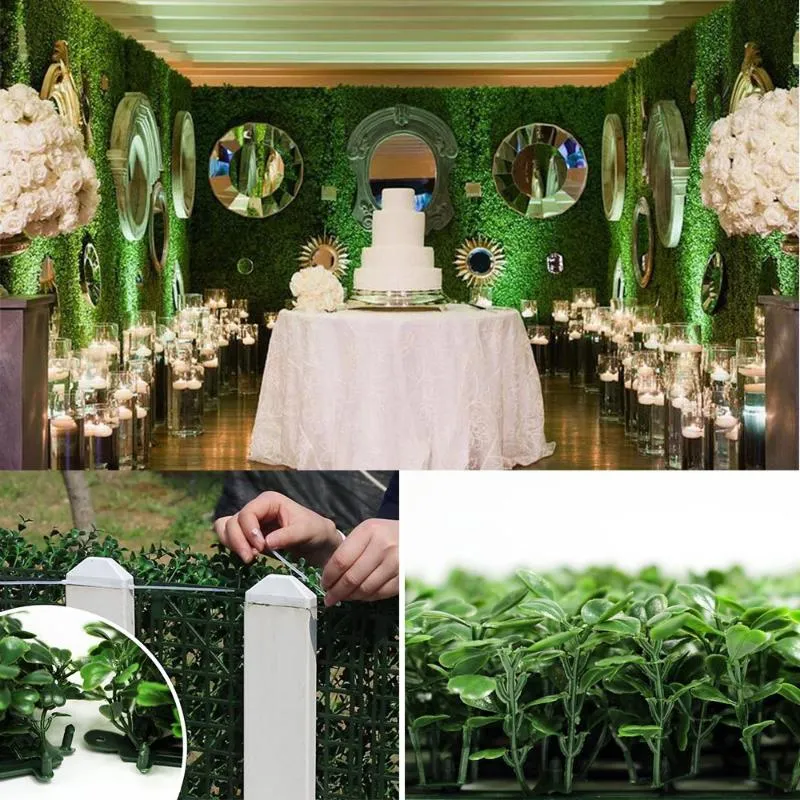 Dekoratif Çiçek Çelenkler Yapay Şimşir Çim 25x25cm Zemin Panelleri Topiary Hedge Tesisi Bahçesi Arka Bahçe Çit Gre353R