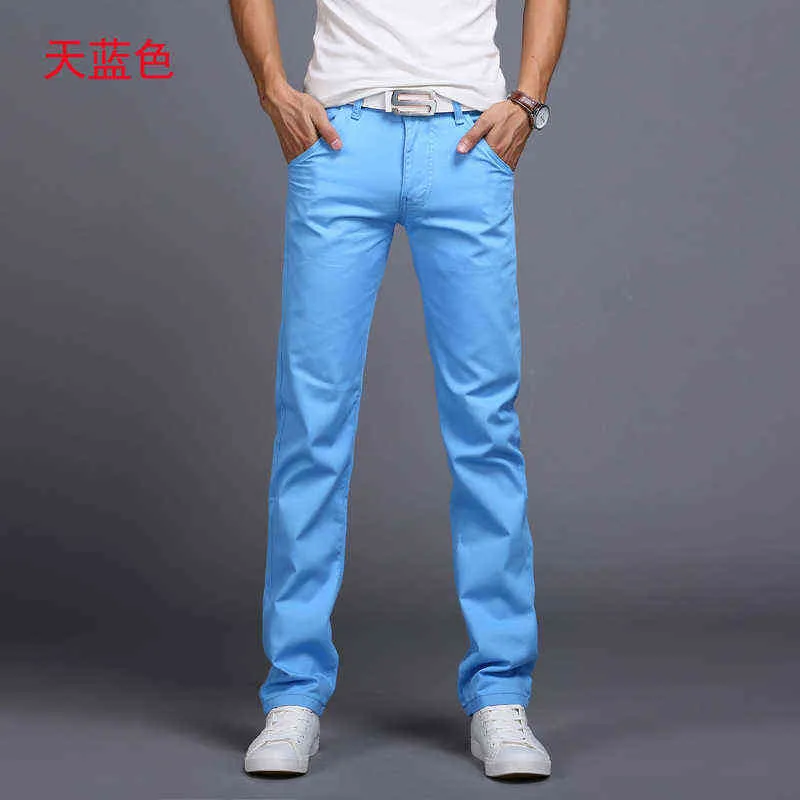 Printemps automne pantalons décontractés hommes coton Slim Fit Chinos mode pantalon homme marque vêtements 9 couleurs grande taille 28-38 211218