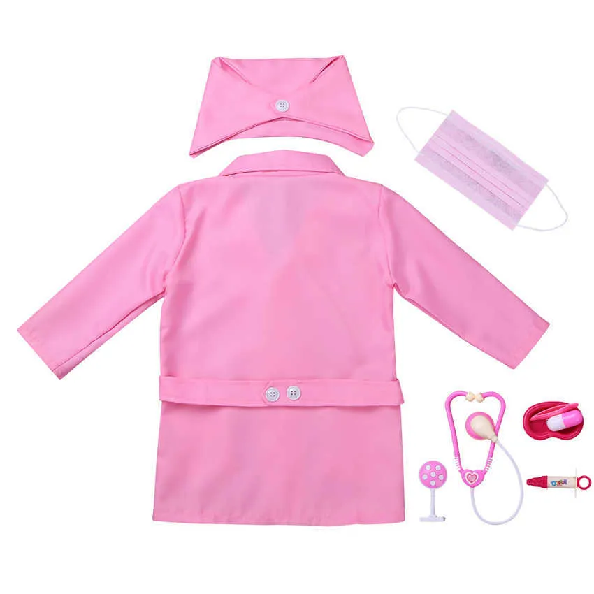 100-160 Cm Bambini Dottore Infermiera Uniforme Cosplay le Ragazze dei Ragazzi Halloween Carnevale Fancy Party Costumi di Prestazione Set di Giocattoli Y0913