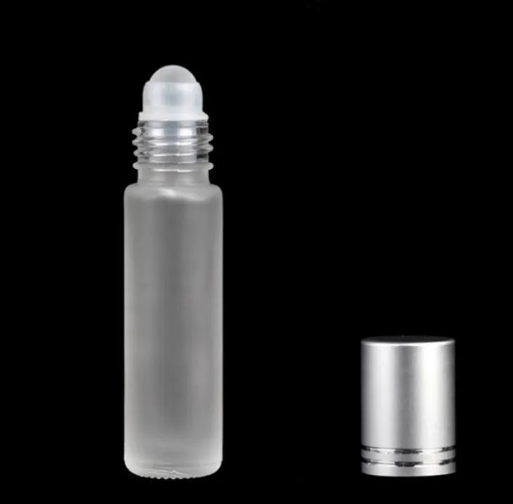 / parti 10ml frostat rullboll parfymflaskor, tomma kosmetiska behållare rullar på flaska för eterisk olja sn404