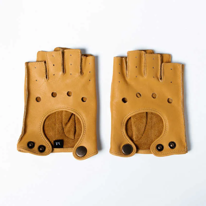 Gants sans doigts pour hommes moto conduite gants en cuir de vachette femme demi-doigt en cuir Fitness en plein air antidérapant mâle NR34 H1022