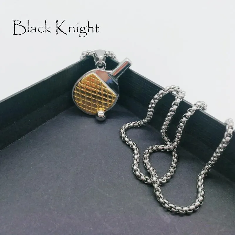 Ожерелья с подвесками Черный рыцарь 2 тона ожерелье с битой для настольного тенниса Мужская мода из нержавеющей стали Ювелирные изделия для пинг-понга в тренажерном зале BLKN0662273h