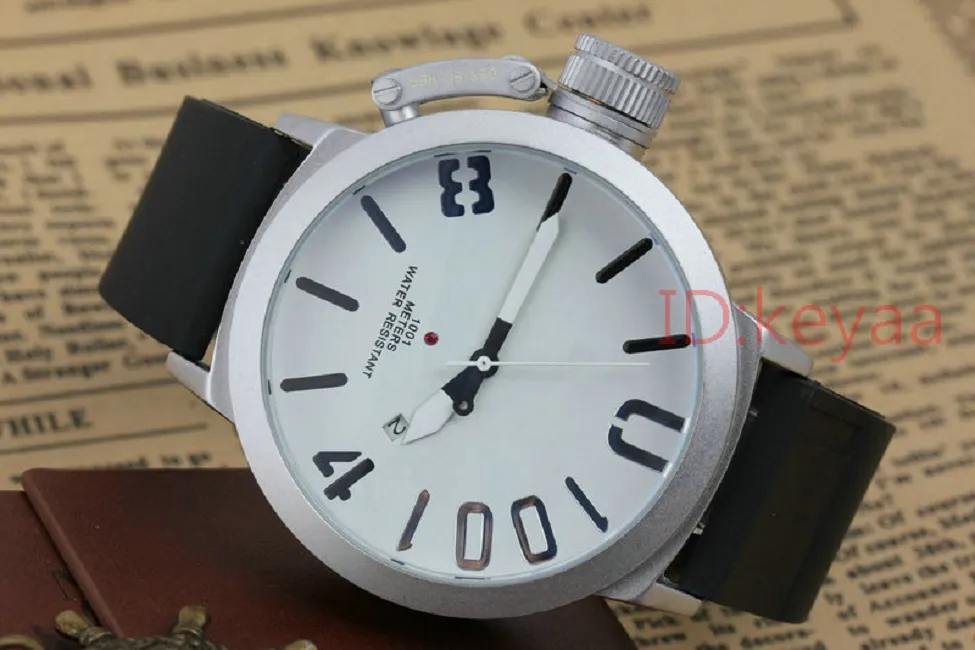 Черный дизайнерский дизайнер Mens Boat Watch Sports 50 мм большие серебряные часы резиновые классические роскошные автоматические движения Mechanical U Watches WRI2542