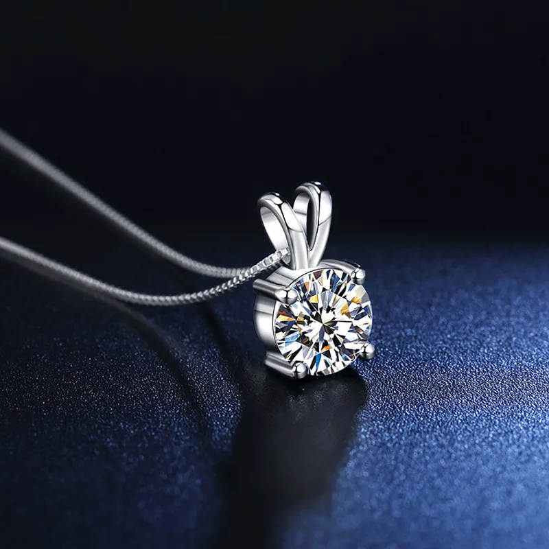 Blanc 6mm8mm Lab diamant Solitaire pendentifs collier 925 en argent Sterling tour de cou déclaration colliers femmes bijoux de mode XN1177551828