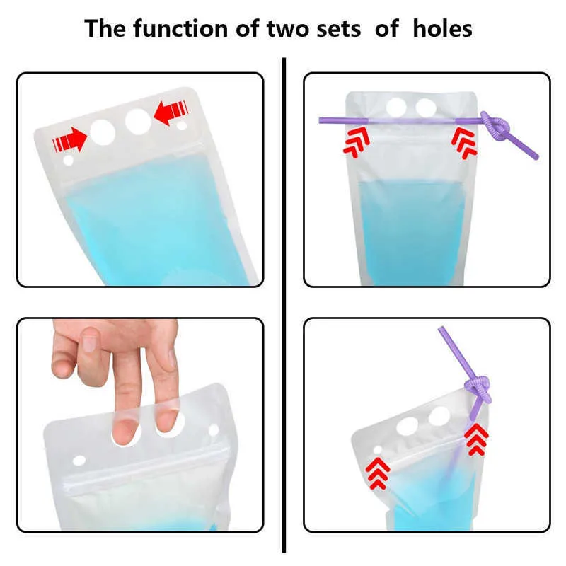 Zipper Plastic Pouches Drink Bags (2)