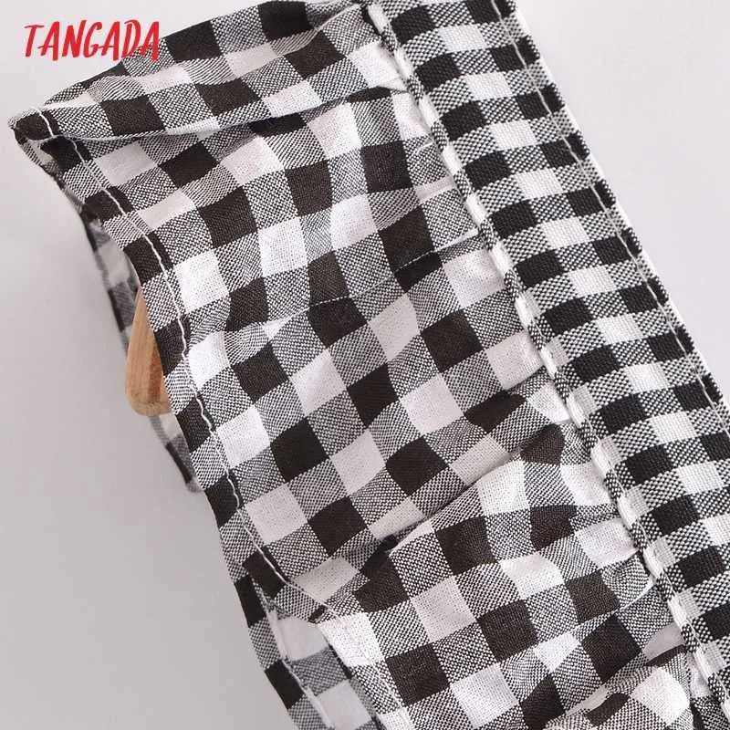 Tangada mode Plaid imprimé sangle dos nu robes pour femmes femme décontracté robe de plage 3W115 210609