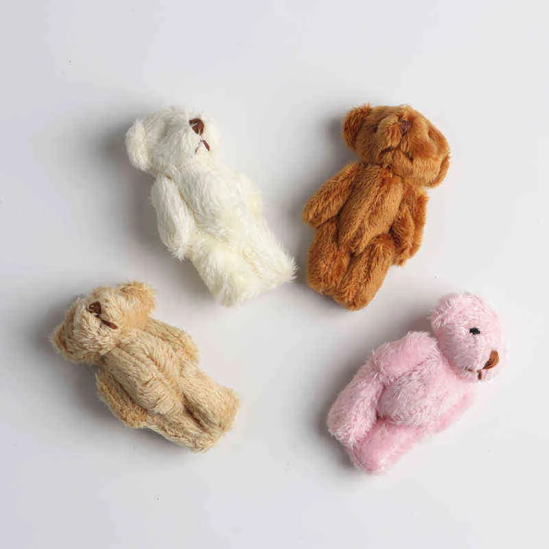 6.0cm urso de pelúcia diy mini conjunta ursos de pelúcia caixa de casamento brinquedo boneca vestuário acessórios para o cabelo