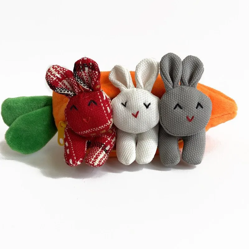 Havuç ve Üç Tavşan Cüzdan DIY Sevimli Cüzdanlar Pamuk Kumaş Dokuma Çanta Çocuklar için Paskalya Hediyeler