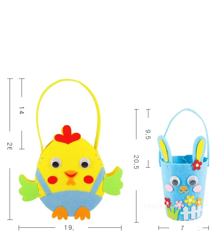 Osterhasen-Tasche aus Vliesstoff, bunter Eierkorb für Kinder, kreatives handgefertigtes DIY-Material, Osterdekoration T2I53240