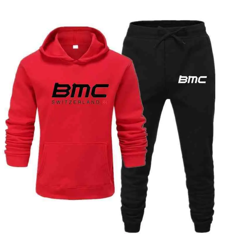 BMC Swiss ciclismo Hoodie outono inverno moletom gola redonda e calça de moletom masculino plus size s-3xl Y201001