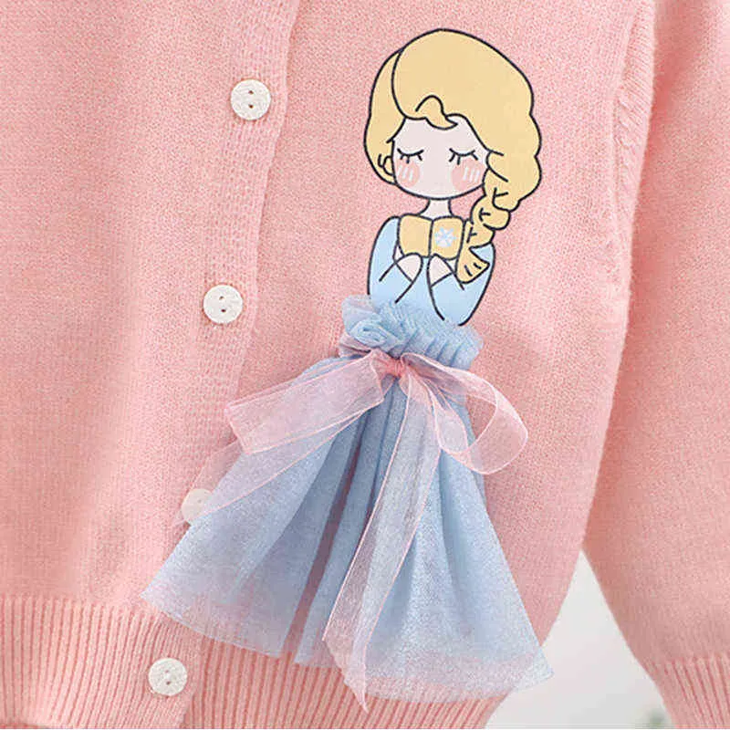 Enfants Mignon Dessin Animé Princesse Pull Automne Hiver Filles Tricoté Cardigan Top 1-5 Ans Doux Enfants Simple Vêtements 211106