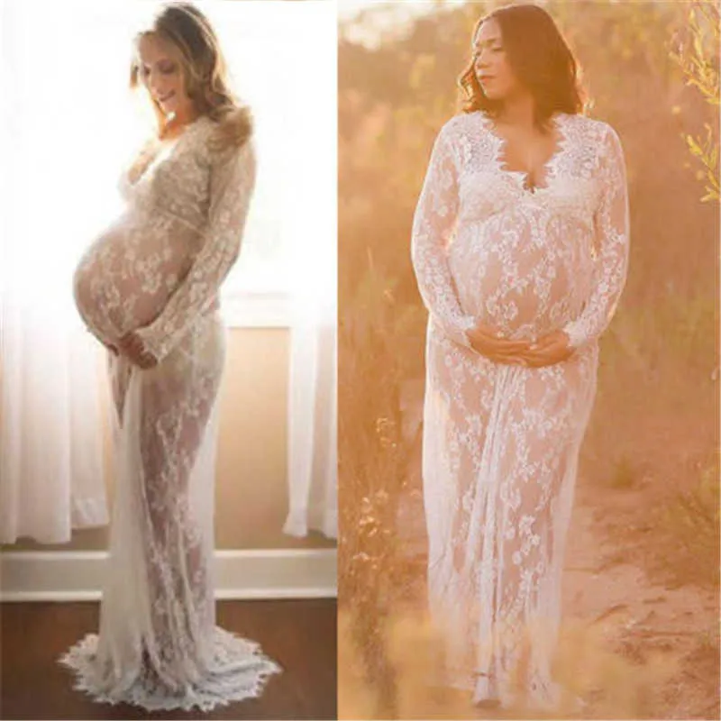 Kobiety w ciąży Bez rękawów Kwiatowy koronkowy szyfonowy sukienka macierzyńska do fotografii fotograficznej fotografii uliczna czarna biała