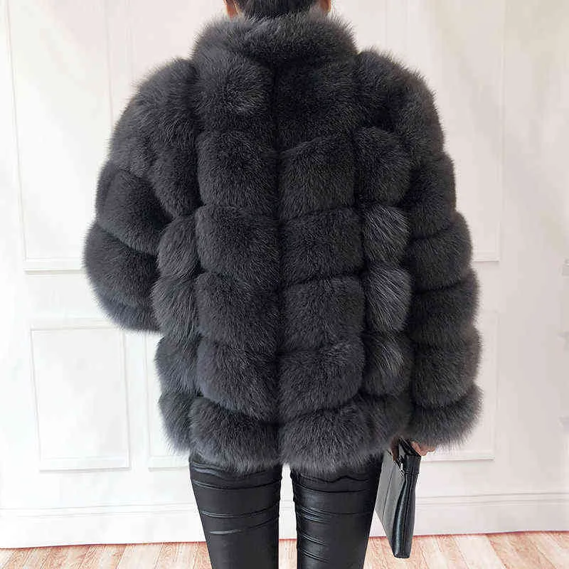 100% manteau de fourrure véritable femme chaude et élégante veste naturelle gilet col montant à manches longues en cuir naturel s 211110