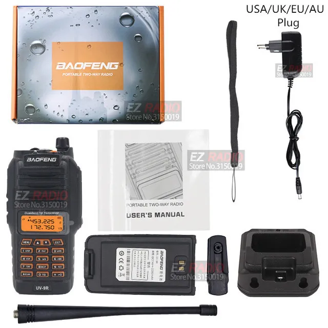 Walkie Talkie - Station 10km 8W PLUS HAM RÁDIO IP67 impermeável Walkie-Talkies Baofeng 9R 82 UV 5R