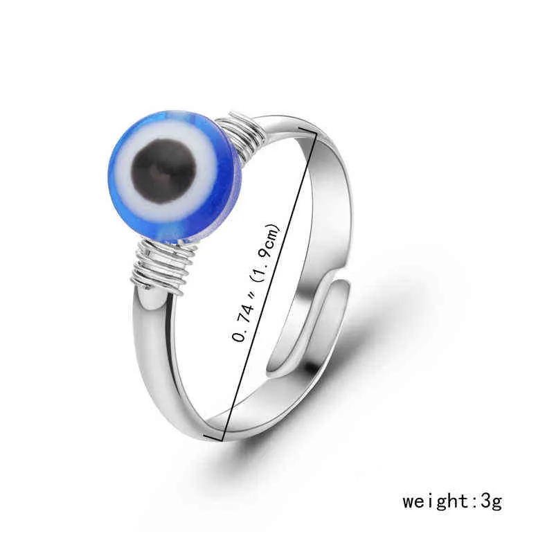 Color Evil Eye Rings Copper Wire Handmade Woven Nazar Boncuu Adjustable Ring Blue Eye Jewelry for Women Men Gift G1125