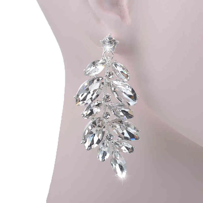Lujosos conjuntos de joyas de boda de estilo Dubái, conjunto de collar de color plateado con cristales de diamantes de imitación, regalo de Navidad para mujer