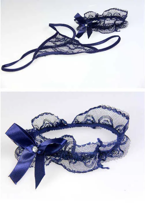 Sexy Lingerie sexy costumi intimi blu scuro pizzo traforato abito abito in chiffon sexy ballerino discoteca scivola costumi