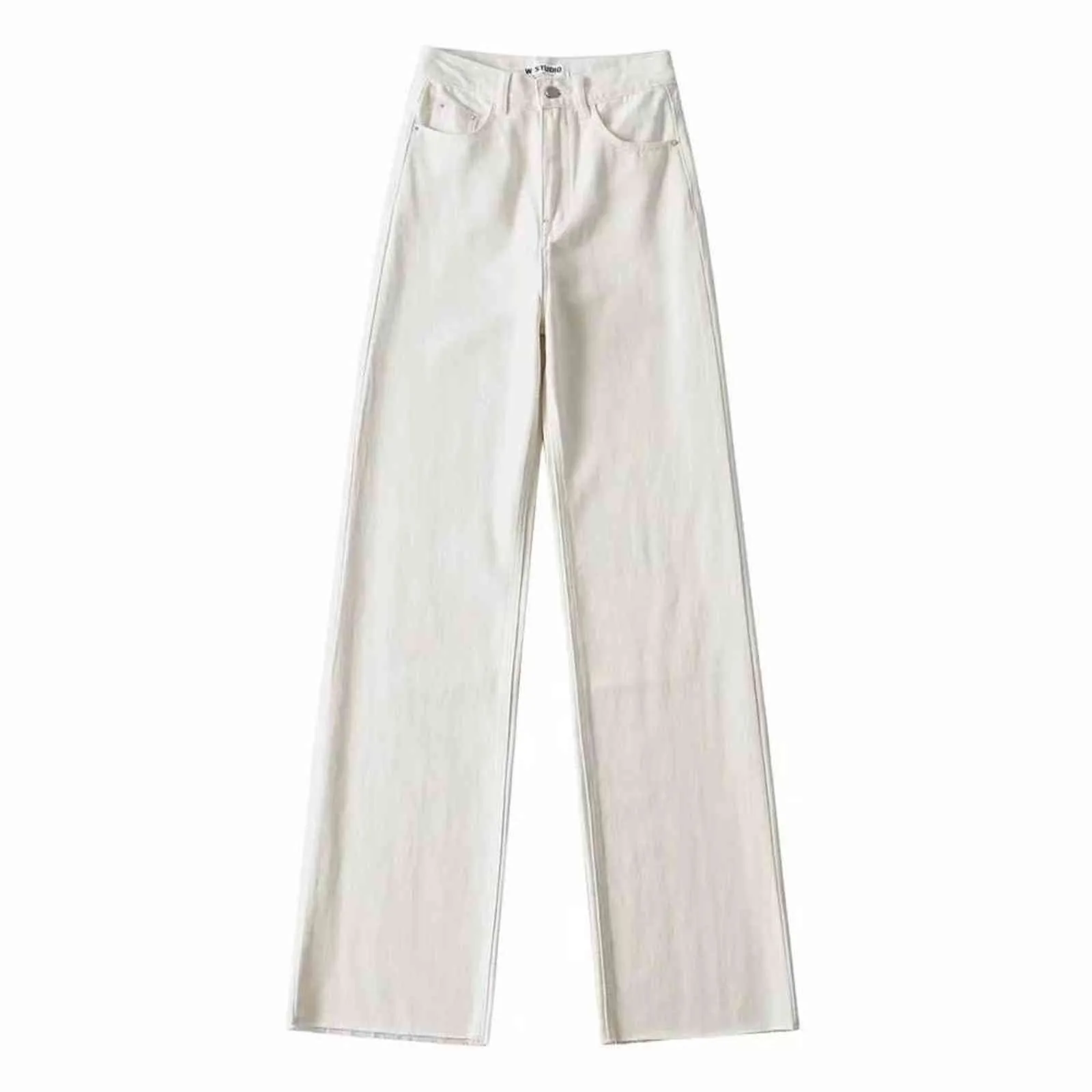 GCAROL Damen-Jeans mit hoher Taille und geradem Bein, Hose mit weitem Bein und rauem Rand, schmal und schlaff, schick, stilvolle Denim-Hose mit unterem Grat, 211129