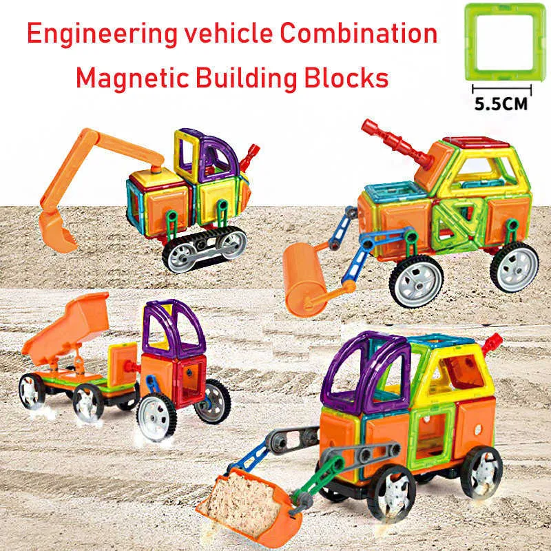 Magnetismus DIY Engineering Fahrzeug LKW Spielzeug Magnetische Bausteine Spielzeug Pädagogische Kit ABS Magnet Designer Kinder für Kinder Geschenk Q0723