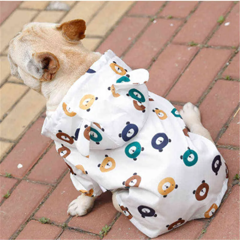 Pet Dog Raincoat Pug Fransk Bulldog Kläder Vattentät Kläder för Dog Rain Jacket Poodle Bichon Schnauzer Welsh Corgi Raincoat 211106