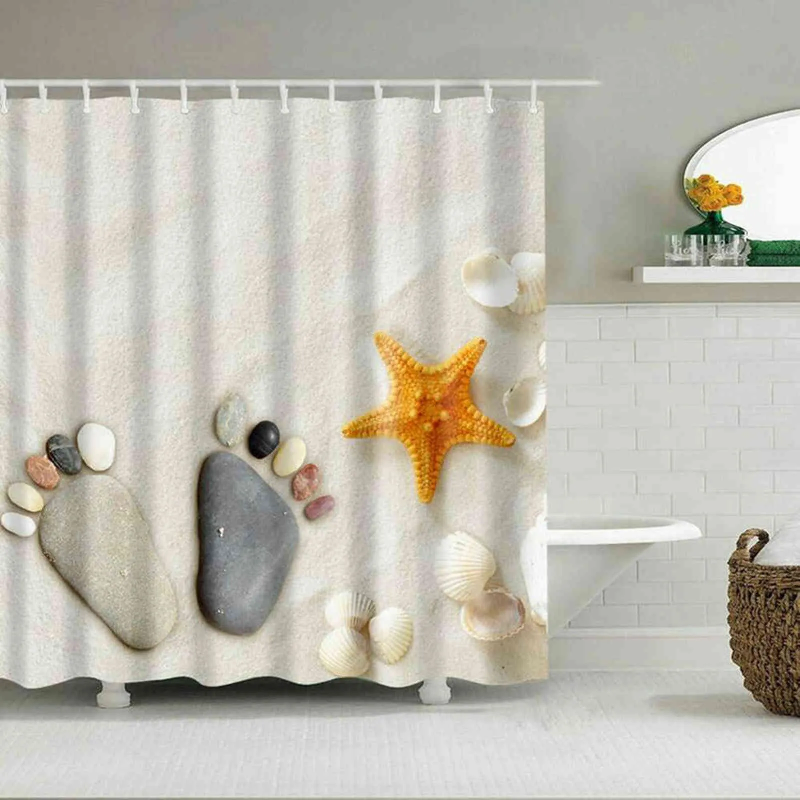 Пустынные каменные душевые завесы креативное моделирование узор ванной шторы водонепроницаемые полиэстер ткань ванна экран украшения дома 2111116